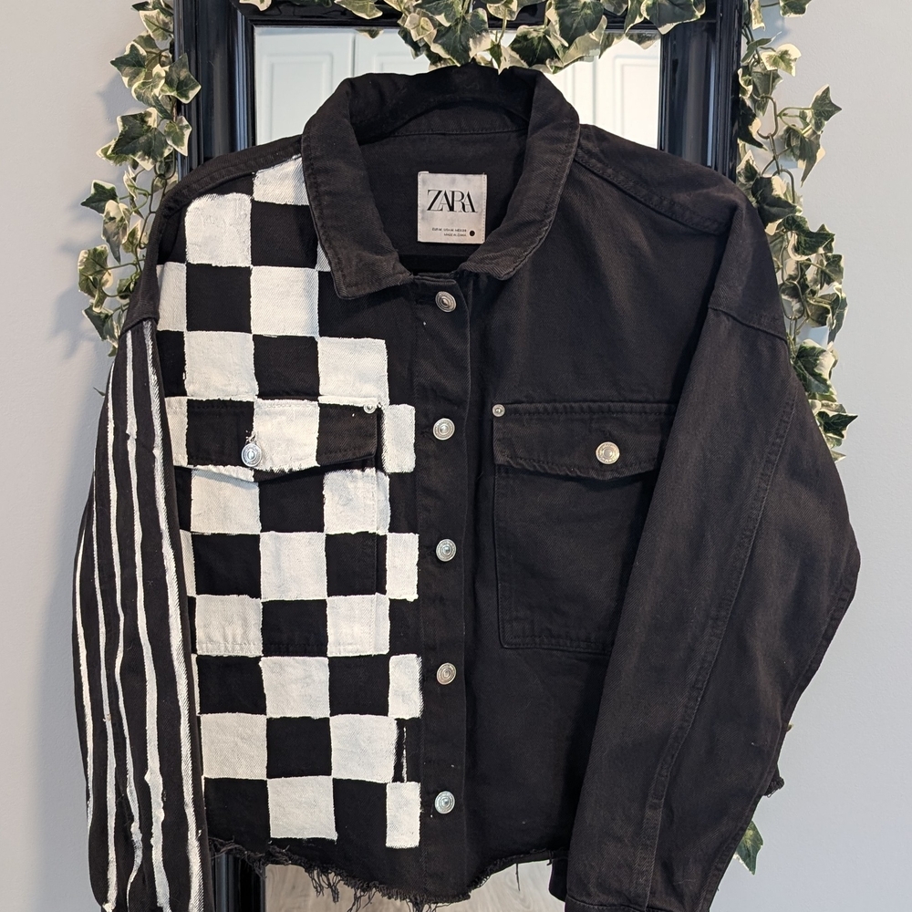 Black Jacket with White Striped Sleeve